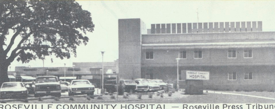 Historical photo from Roseville Press Tribune of Roseville Community Hospital from 1970s
